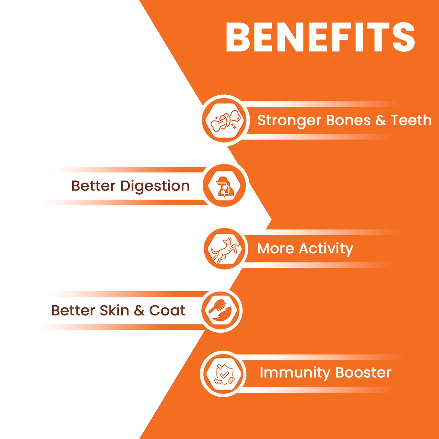 Benefits of Lickicious wet food stronger bones and teeth, better digestion more activity better skin & coat immunity booster