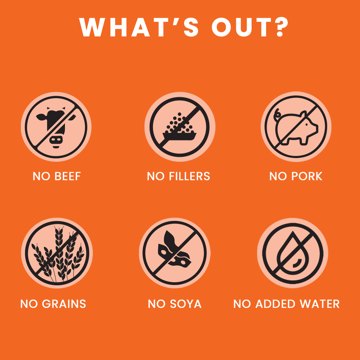 No Beef No Pork No Fillers No Gluten No Soya No Corn No Sugar