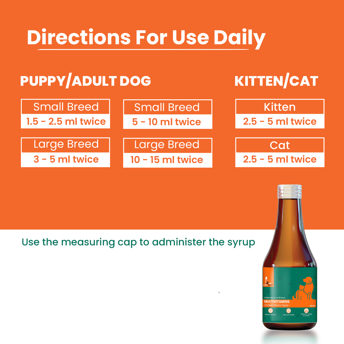 Directions for daily use Lickicious multivitamin syrup