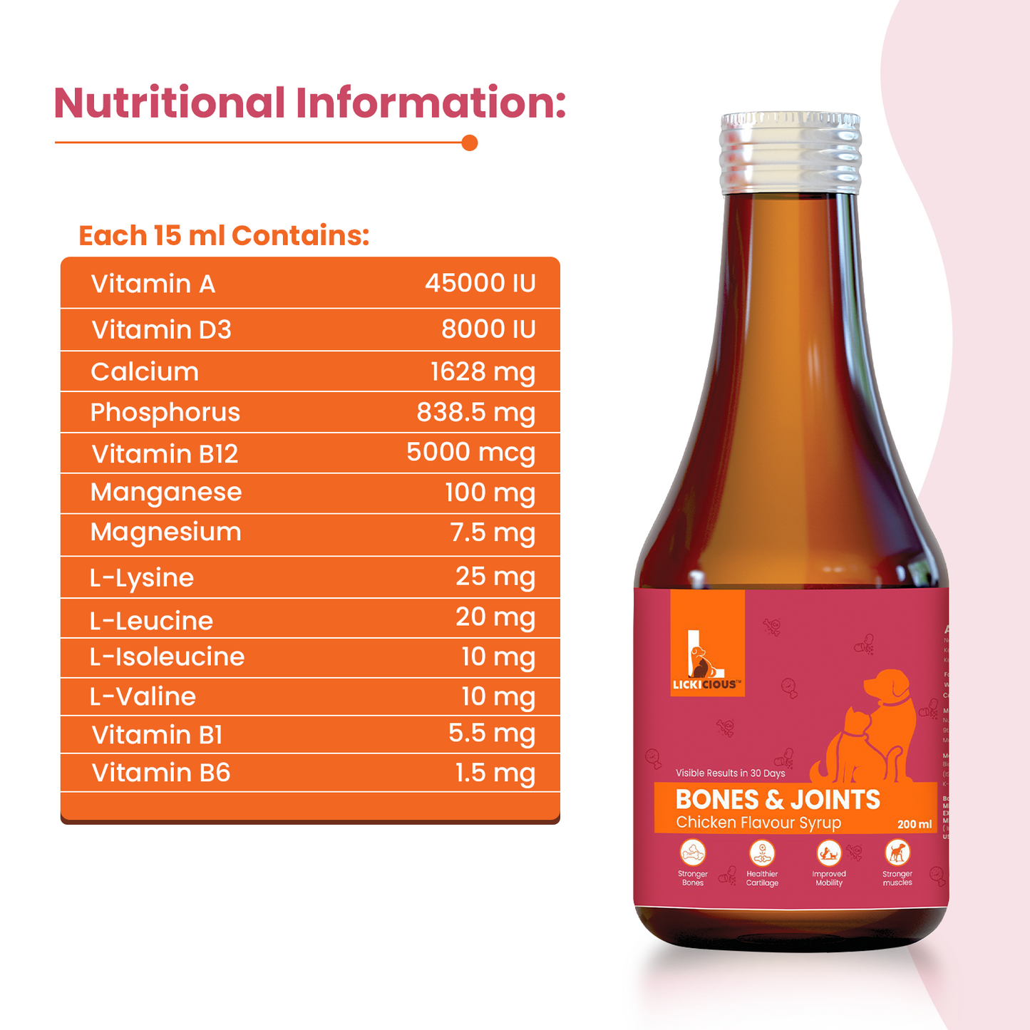 ingredients Lickicious bone and joint syrup