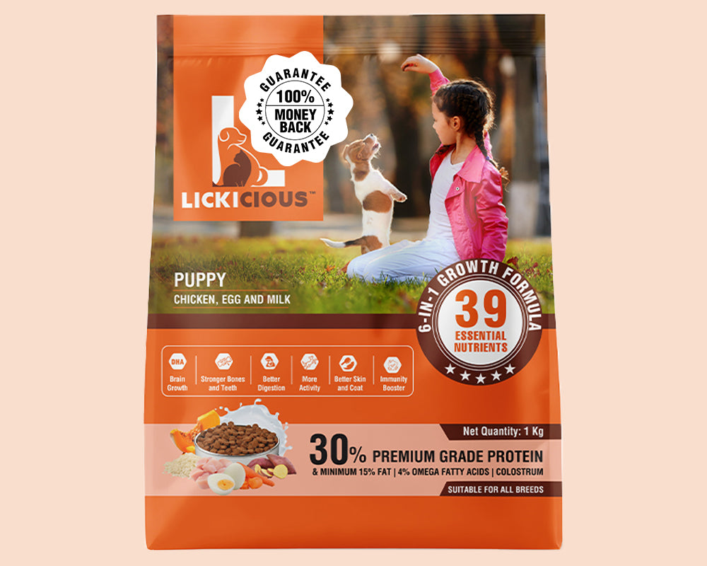 Lickicious Puppy Dry Dog Food with Real Chicken, Egg & Milk