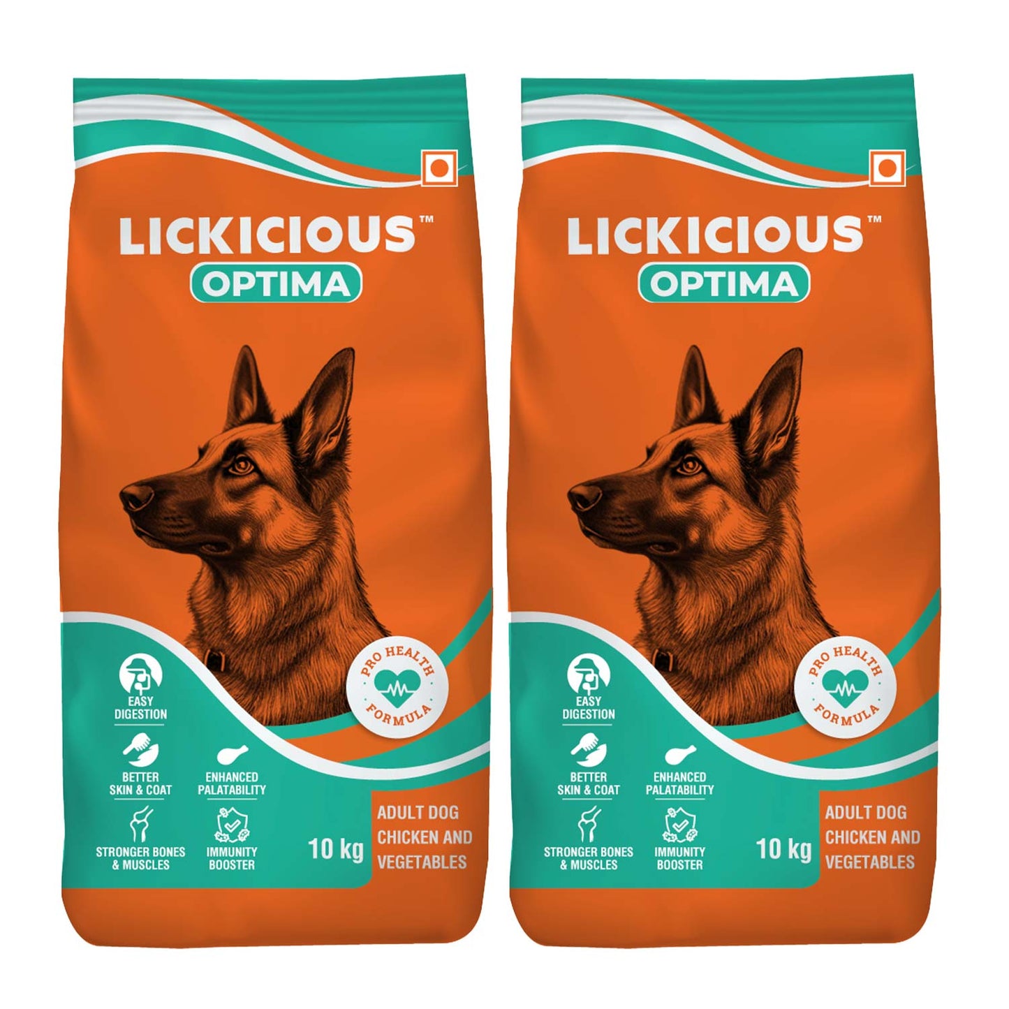 LICKICIOUS Optima Dry Dog Food Adult 10 KG | Chicken & Vegetable | Complete and Balanced Optimum Nutrition for Pedigree Dogs | Great Taste & Easy Digestion