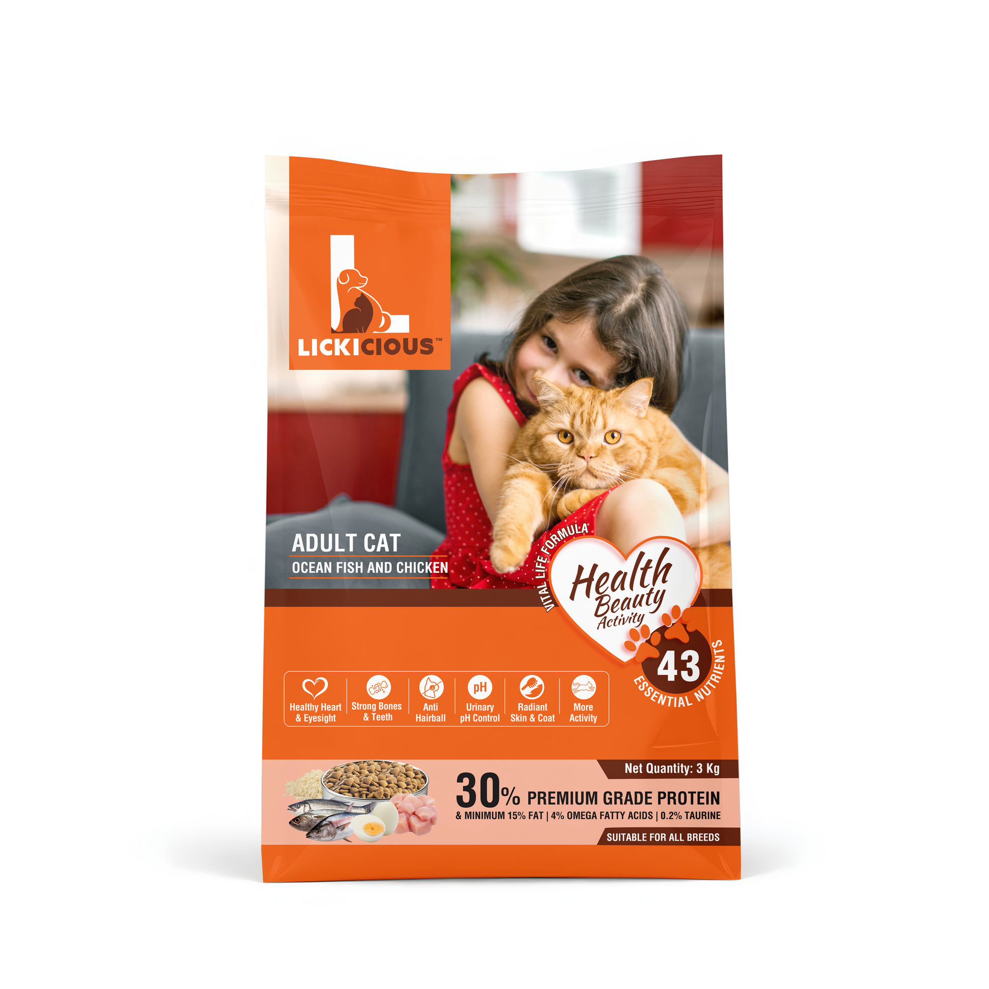 LICKICIOUS™ Dry Cat Food with 43 Essential Nutrients 3 kg 3kg