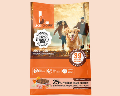 Lickicious Adult Dry Dog Food with Real Chicken & Vegetable