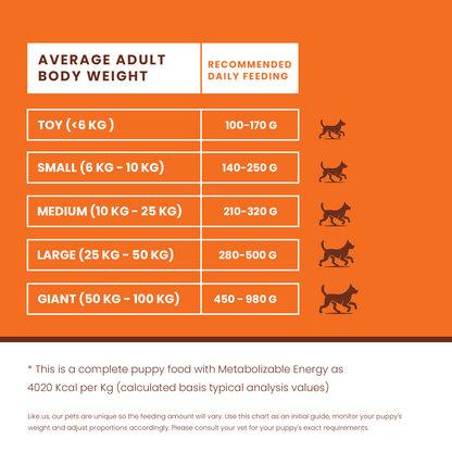 Feeding guidelines to Lickicious Puppy Food