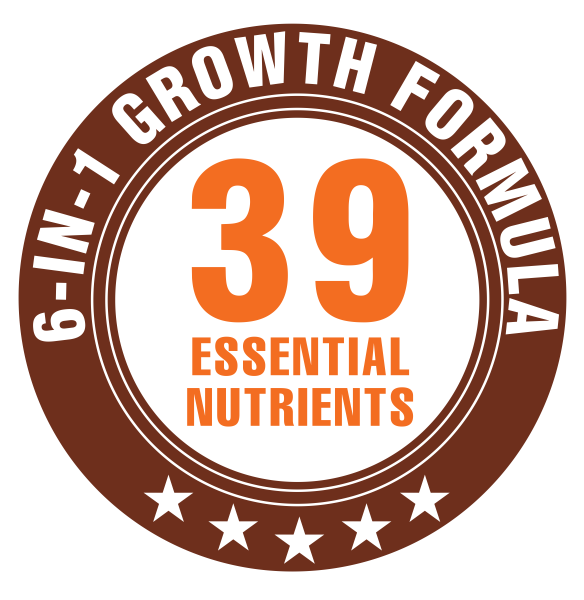 6 in 1 growth formula with 39 Essential Nutrients