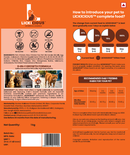 LICKICIOUS Dry Kitten Food | Best Kitten Food | Cat Food For Kittens