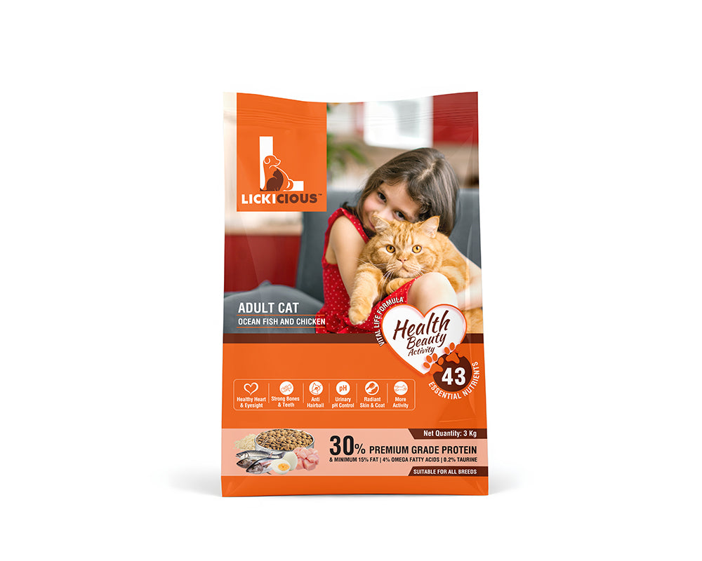 Lickicious Adult Cat Food Ocean Fish & Chicken 3 kg pack for adult cats