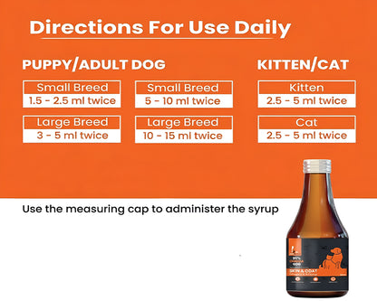 LICKICIOUS Skin and Coat Syrup with 55% Salmon Oil Omega 3-6-9 for Dogs & Cats