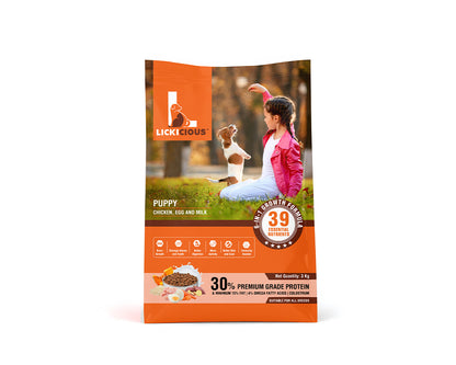 LICKICIOUS Puppy Food with 30% Protein, 15% Fat for Healthy Growth