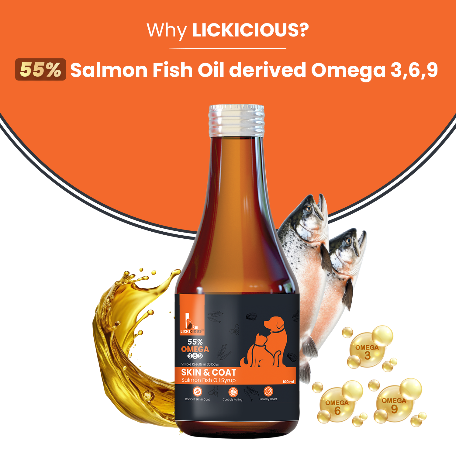 55% Salmon Oil for Omega 3 6 9 for dogs and cats