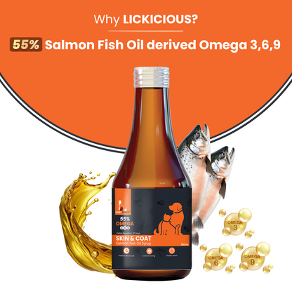 55% Salmon Oil for Omega 3 6 9 for dogs and cats