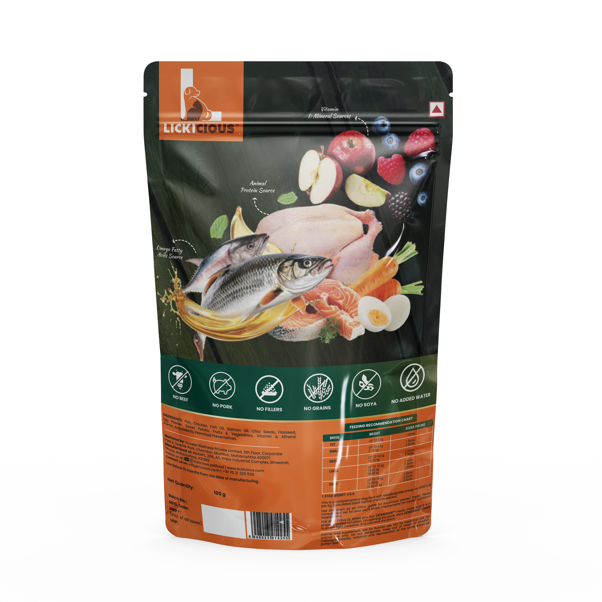 Lickicious skin & coat treat back of pack
